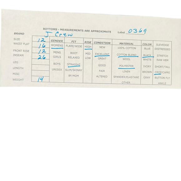 J.Crew Women's Pull-On Pant Eyelet Black High Rise Elastic Cropped Straight 12 - Picture 10 of 10